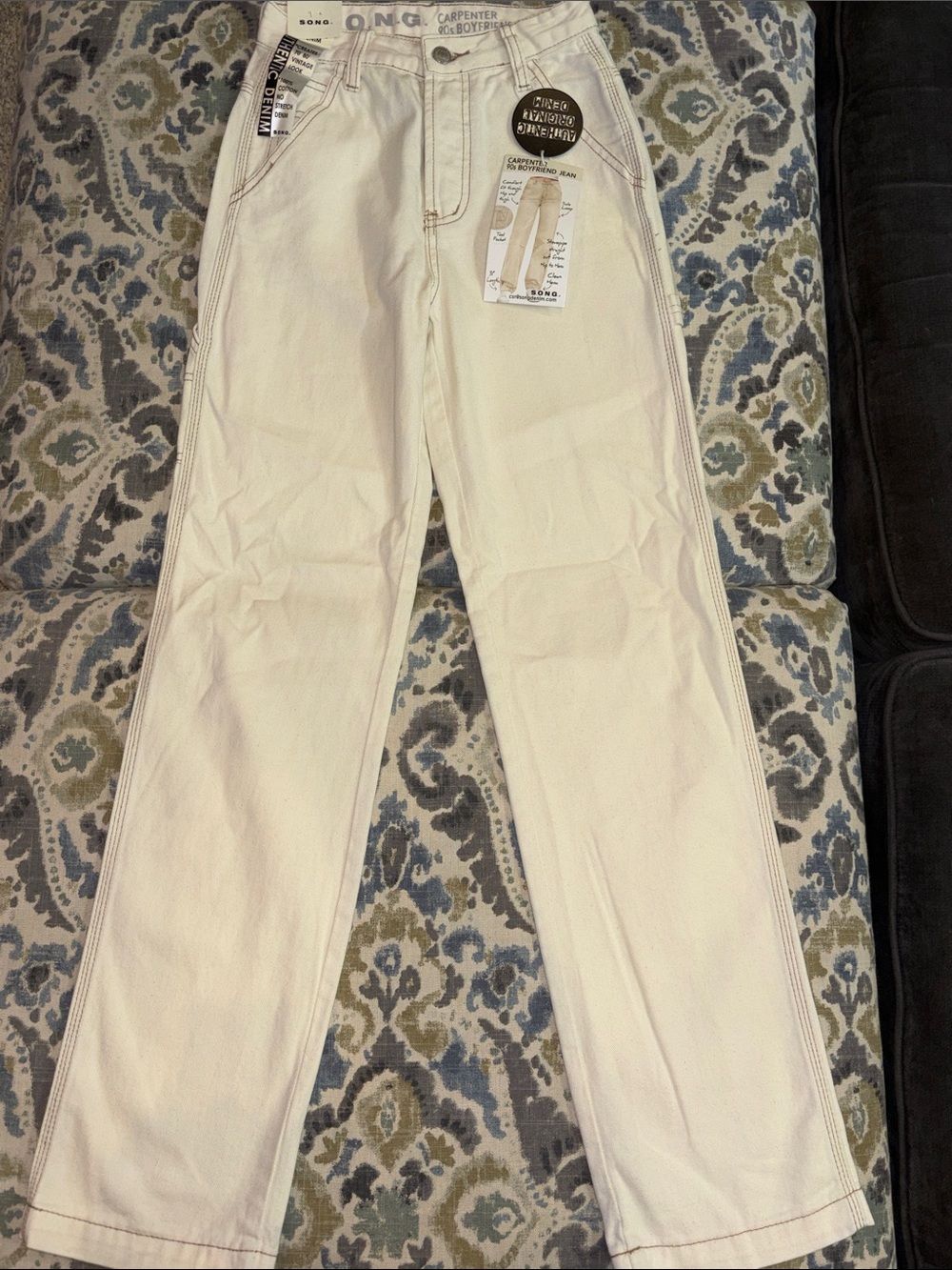 NWT! S.O.N.G. Carpenter Style Straight Leg Jeans - Cream